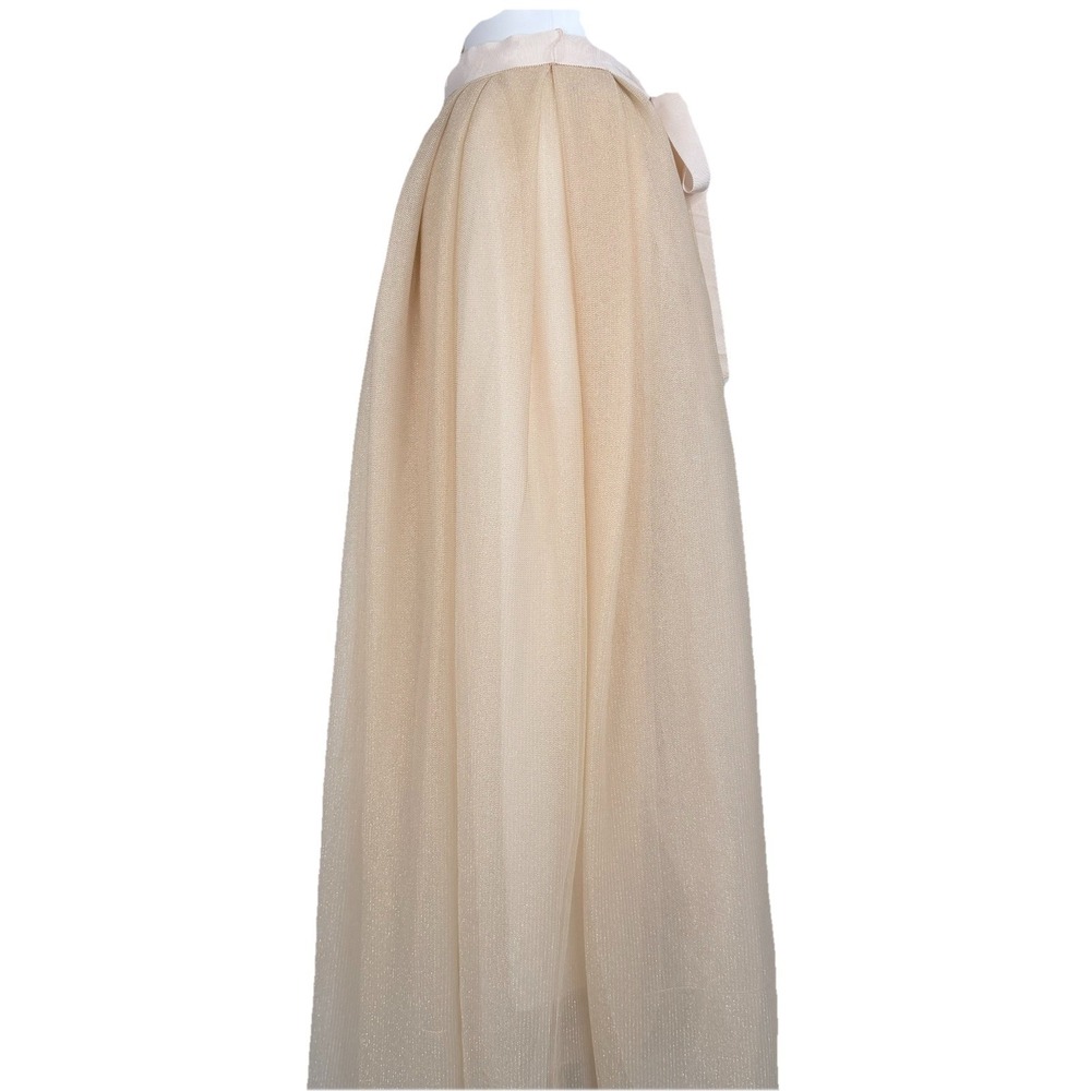 J.Crew Tulle Ball Skirt in Pale Buff Gold Pleated Ribbon Belt A-line Maxi Sz-00 - Picture 3 of 16